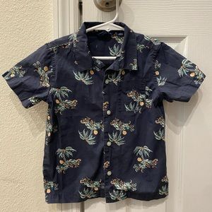 Janie and Jack navy button down shirt with palm tree design. Size 3T.
